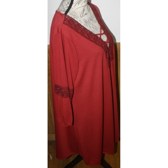 Just Found Crochet Trim V-Neck 3/4 Sleeves Knee Length Pullover Dress  Sz 2X NWT - Picture 3 of 8